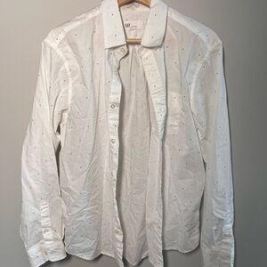 Men's‎ GAP white Shirt with Dark Blue Details size medium